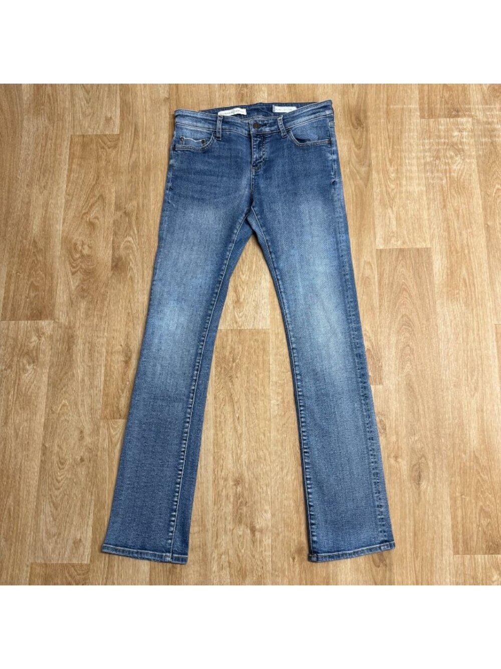 PILCRO ANTHROPOLOGIE JEANS PARALLEL STRAIGHT SELVAGE SIZE 29 MID RISE STRETCH